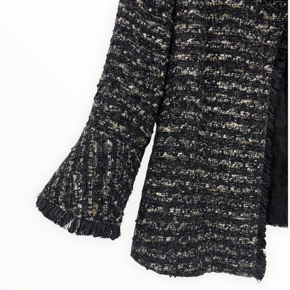 Lafayette 148 Black Metallic Tweed Fringe Trim Evening Jacket size 14 - Picture 6 of 14